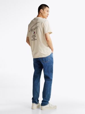 t-shirt à logo signature au dos blanc pour hommes tommy jeans