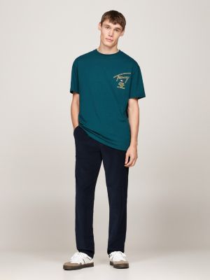 green signature back logo t-shirt for men tommy jeans