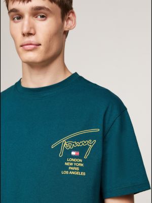 green signature back logo t-shirt for men tommy jeans