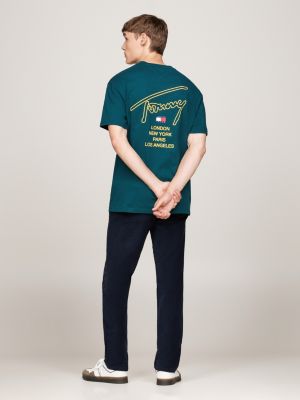 green signature back logo t-shirt for men tommy jeans