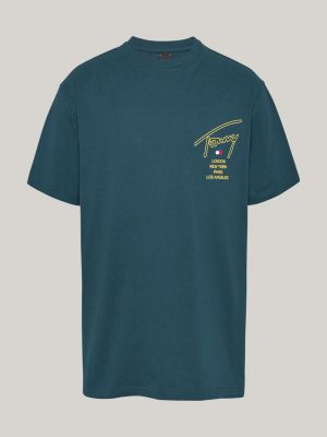 green signature back logo t-shirt for men tommy jeans