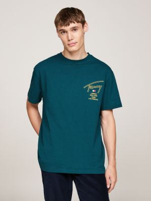 green signature back logo t-shirt for men tommy jeans