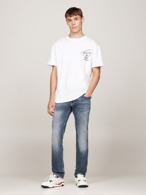 white signature back logo t-shirt for men tommy jeans