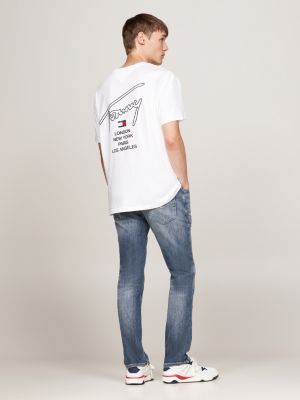 white signature back logo t-shirt for men tommy jeans