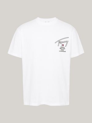 white signature back logo t-shirt for men tommy jeans