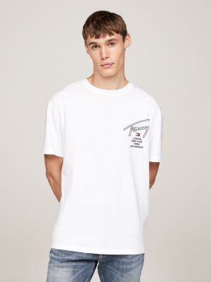 white signature back logo t-shirt for men tommy jeans