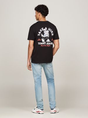 black slogan back graphic t-shirt for men tommy jeans