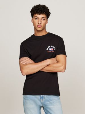 black slogan back graphic t-shirt for men tommy jeans