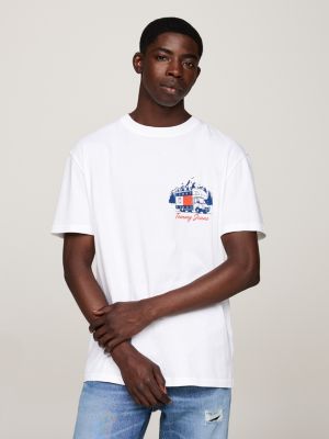 t-shirt con slogan e grafica sul retro white da uomini tommy jeans