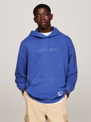 sudadera con capucha y logo bordado blue de hombres tommy jeans