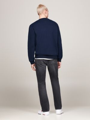 blue logo embroidery crew neck sweatshirt for men tommy jeans