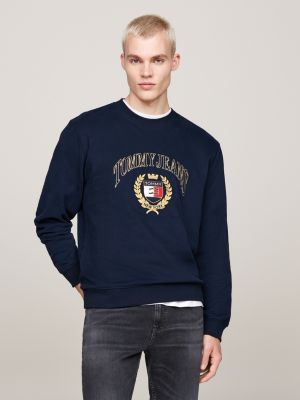 Trui met ronde hals en geborduurd logo Blauw Tommy Hilfiger