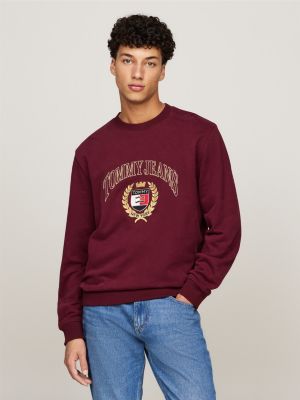 felpa con logo ricamato red da uomini tommy jeans