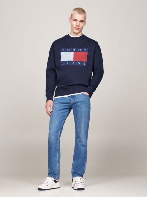 blue tommy flag badge relaxed sweatshirt for men tommy jeans