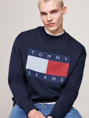 blue tommy flag badge relaxed sweatshirt for men tommy jeans