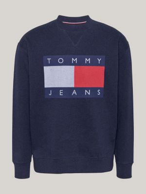 blue tommy flag badge relaxed sweatshirt for men tommy jeans