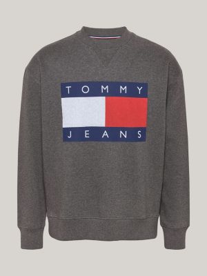 grey tommy flag badge relaxed sweatshirt for men tommy jeans