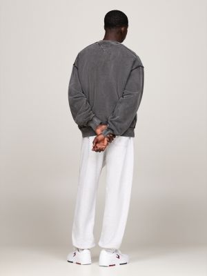 sudadera amplia con efecto lavado gris de hombres tommy jeans