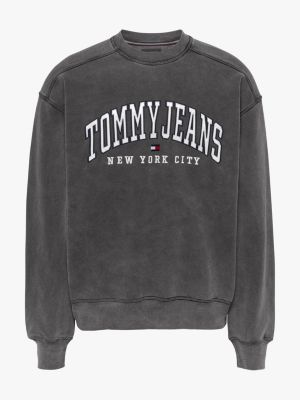 grau varsity relaxed fit verwaschenes sweatshirt für herren - tommy jeans