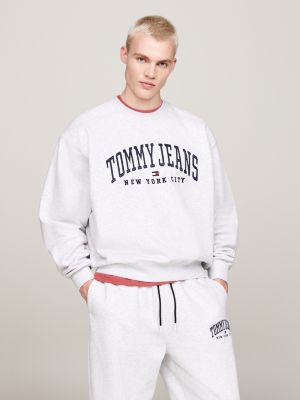 felpa varsity relaxed fit effetto sbiadito grey da uomini tommy jeans