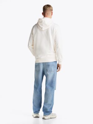 pink embroidery drawstring hoody for men tommy jeans