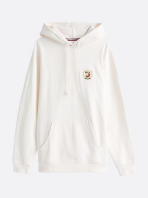 felpa con cappuccio e logo ricamato rosa da uomini tommy jeans