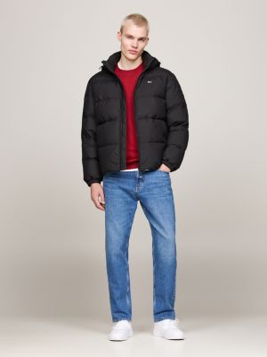 black water repellent down jacket for men tommy jeans