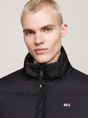 black water repellent down jacket for men tommy jeans