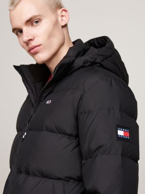 black water repellent down jacket for men tommy jeans