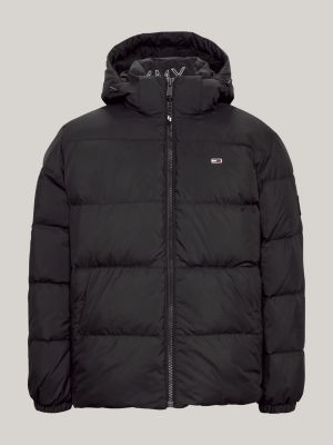 black water repellent down jacket for men tommy jeans