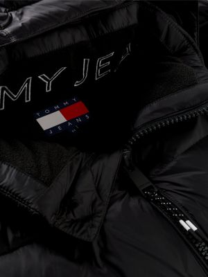 schwarz relaxed fit puffer-daunenjacke mit kapuze für herren - tommy jeans