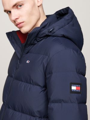 blue water repellent down jacket for men tommy jeans