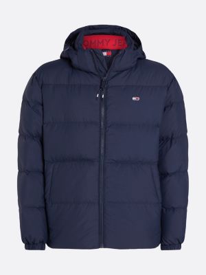 blue water repellent down jacket for men tommy jeans