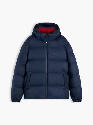 blau relaxed fit puffer-daunenjacke mit kapuze für herren - tommy jeans