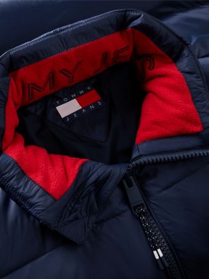 blau relaxed fit puffer-daunenjacke mit kapuze für herren - tommy jeans