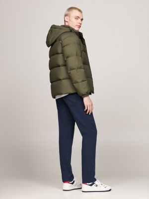 veste matelassée déperlante vert pour hommes tommy jeans