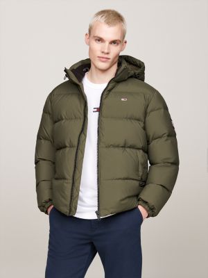 grün wasserabweisende daunenjacke für herren - tommy jeans