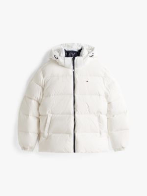 doudoune déperlante à capuche blanc pour hommes tommy jeans