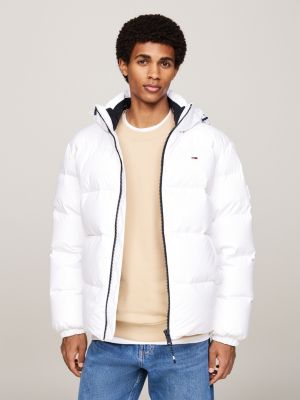 grey water repellent down jacket for men tommy jeans