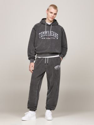 schwarz varsity relaxed fit verwaschene jogginghose für herren - tommy jeans