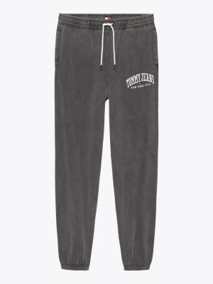 black varsity washed relaxed joggers for men tommy jeans