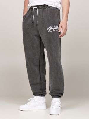 schwarz varsity relaxed fit verwaschene jogginghose für herren - tommy jeans