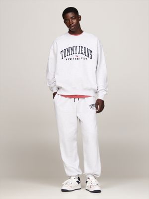 grey varsity washed relaxed joggers for men tommy jeans