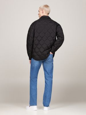 black quilted down casual shacket for men tommy jeans