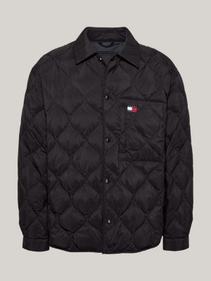 black quilted down casual shacket for men tommy jeans