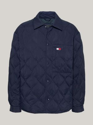 chaqueta acolchada con relleno de plumón azul de hombres tommy jeans