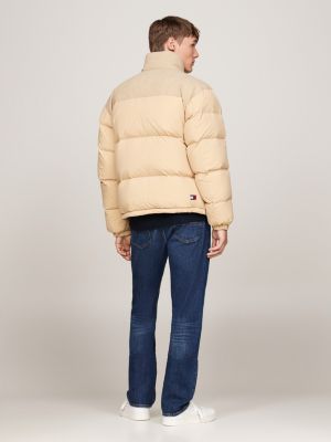 piumino alaska con sezioni in velluto a coste beige da uomini tommy jeans