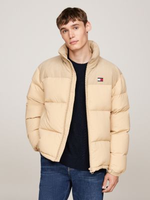 beige alaska puffer-jacke mit cord für herren - tommy jeans