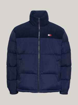 doudoune alaska en velours côtelé bleu pour hommes tommy jeans