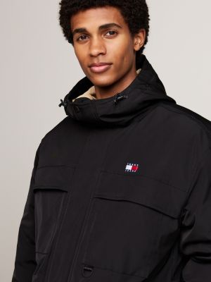 parka de lona con relleno de plumón negro de hombres tommy jeans